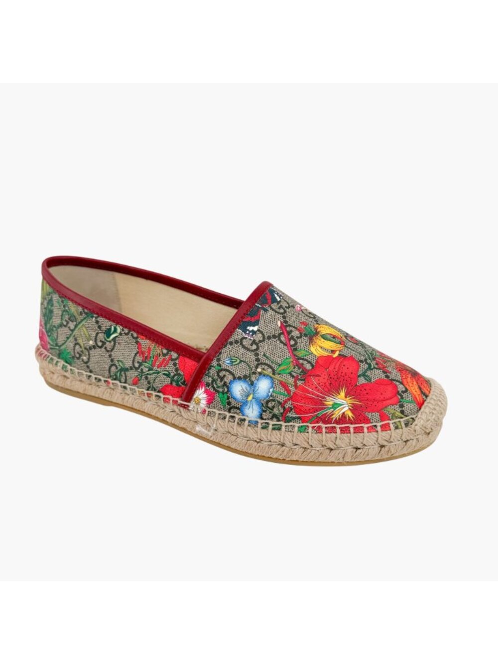 Gucci GG Flora Espadrilles Beige Canvas Flats Floral Supreme Size 40 US 10 - Picture 9 of 14